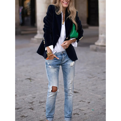 Eveloria Damen Blazer Velvet Casual