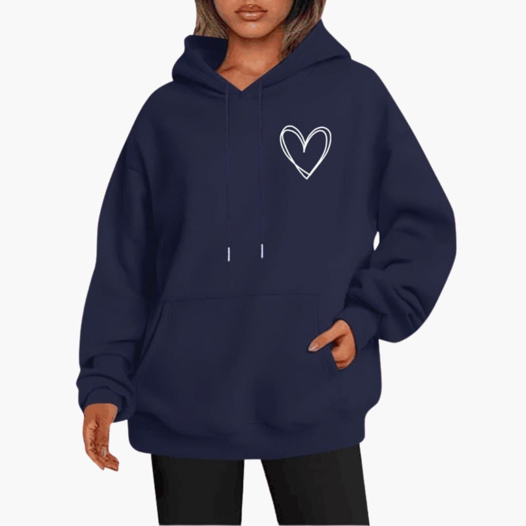 Damen Hoodie Kapuzenpullover Herz-Motiv