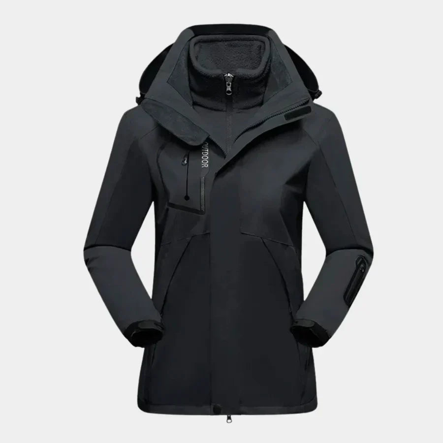 Damen Winterjacke Mit Kapuze Warm Isoliert Schwarz - Eveloria