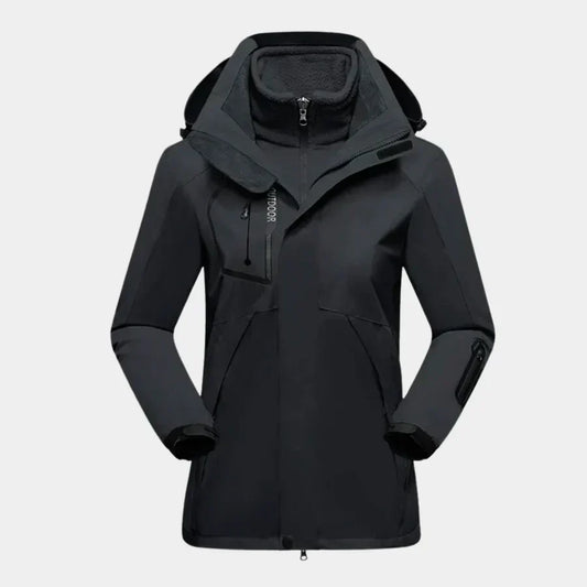 Damen Winterjacke Mit Kapuze Warm Isoliert Schwarz - Eveloria