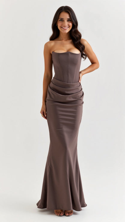 Damen Säulen Maxi Kleid Hochzeitsgäste
