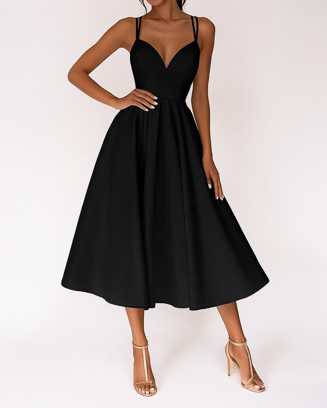 Damen Träger Midi Kleid Hochzeitsgäste