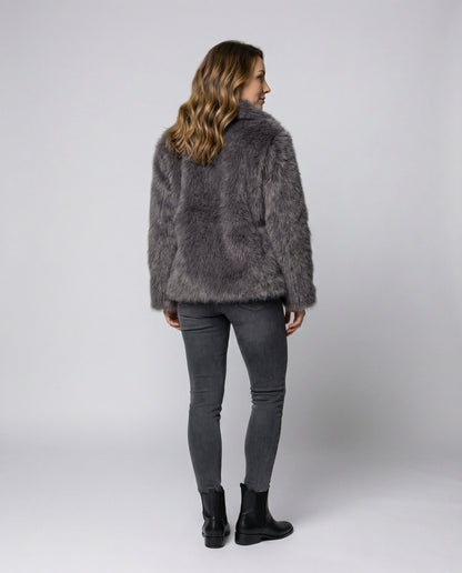 Kunstfell Schalkragen Jacke Damen