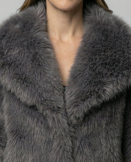 Kunstfell Schalkragen Jacke Damen
