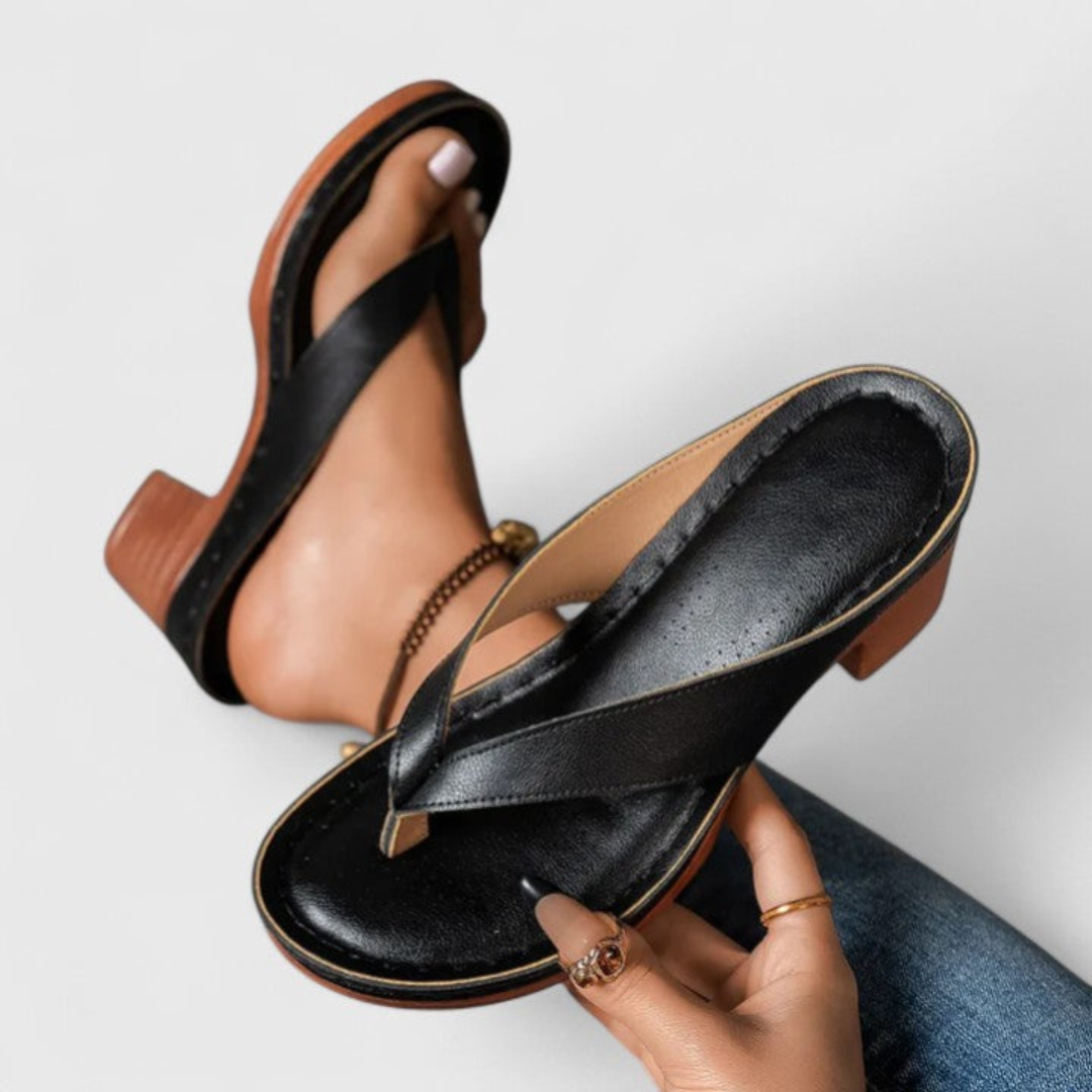 Damen Chunky Heel Zehentrenner Sandalen