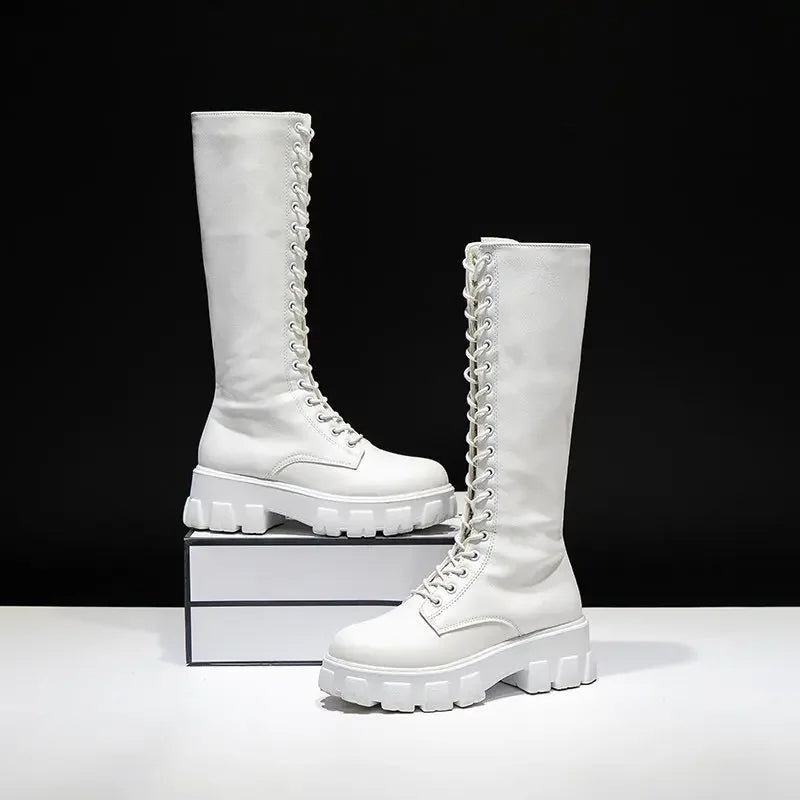 Eveloria Damen Kniehohe Stiefel mit Absatz Lässig Schwarz - Eveloria