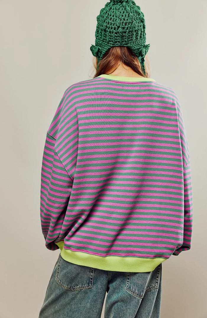 Damen Oversize Pullover Gestreift
