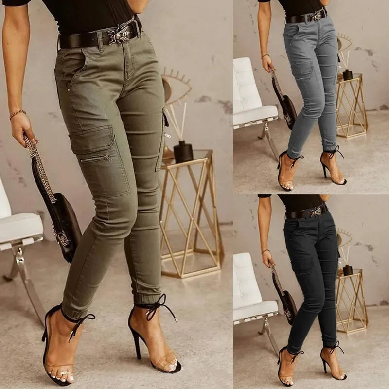 Eveloria Damen Cargo-Hose Hohe Taille