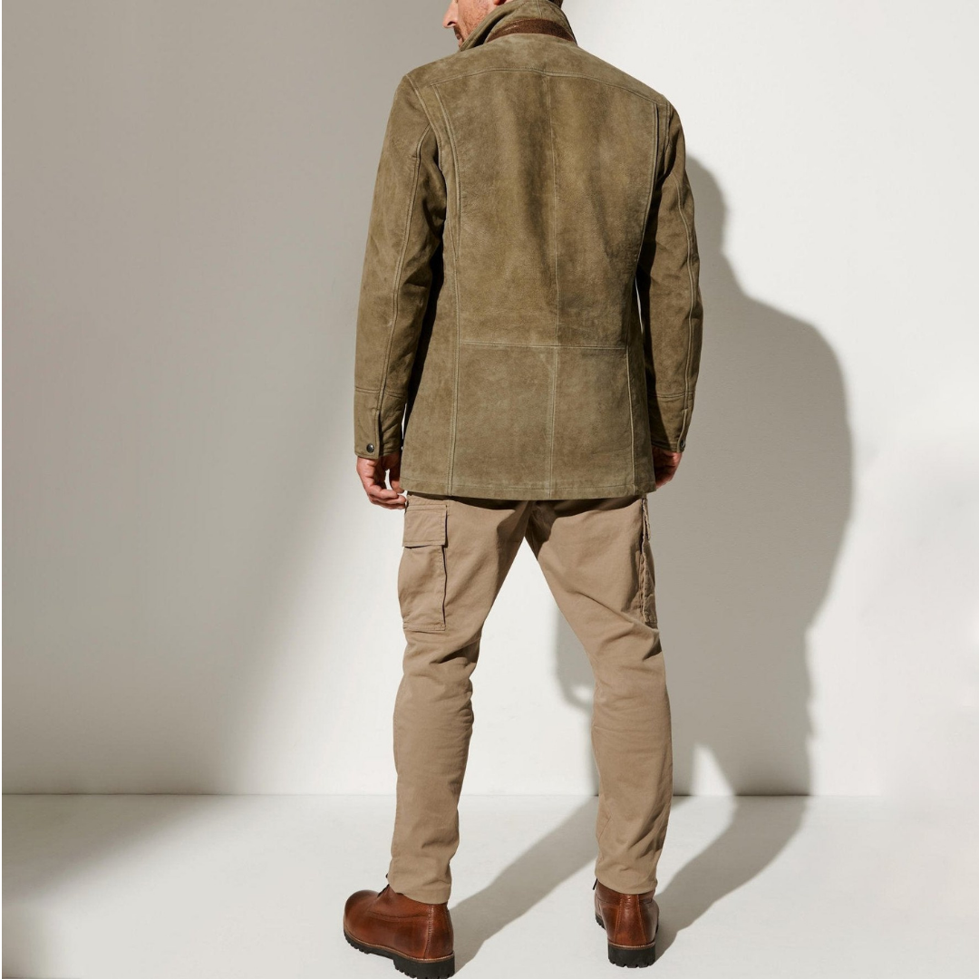Herren Blazer Winterjacke Khaki Vintage Stil