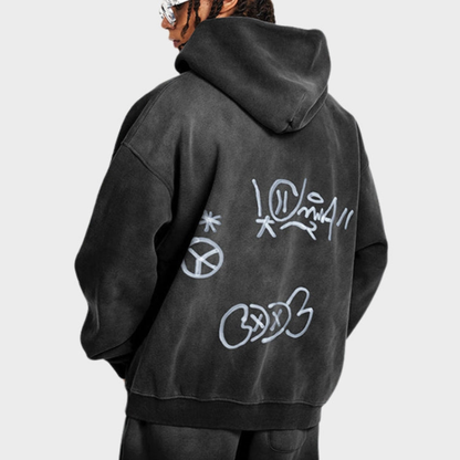 Damen Hoodie Oversize Graffiti Print Y2K Stil