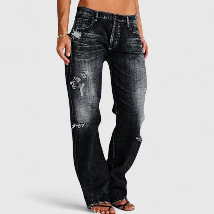 Damen Vintage-Jeans Lockerer Passform Blau