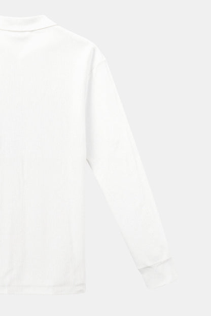 Herren Langärmliges Poloshirt Baumwolle Weiß
