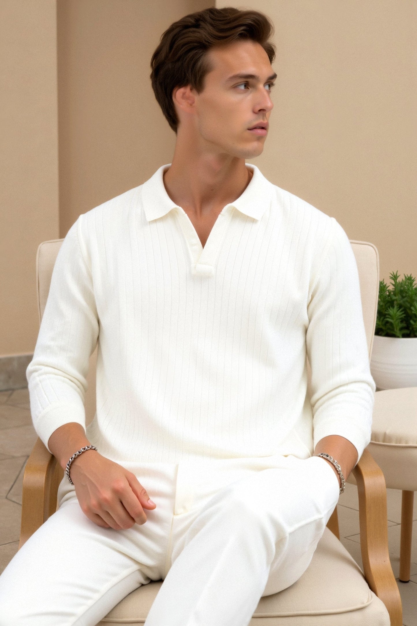 Herren Poloshirt Strick Elegantes Design Weiß - Norvielle
