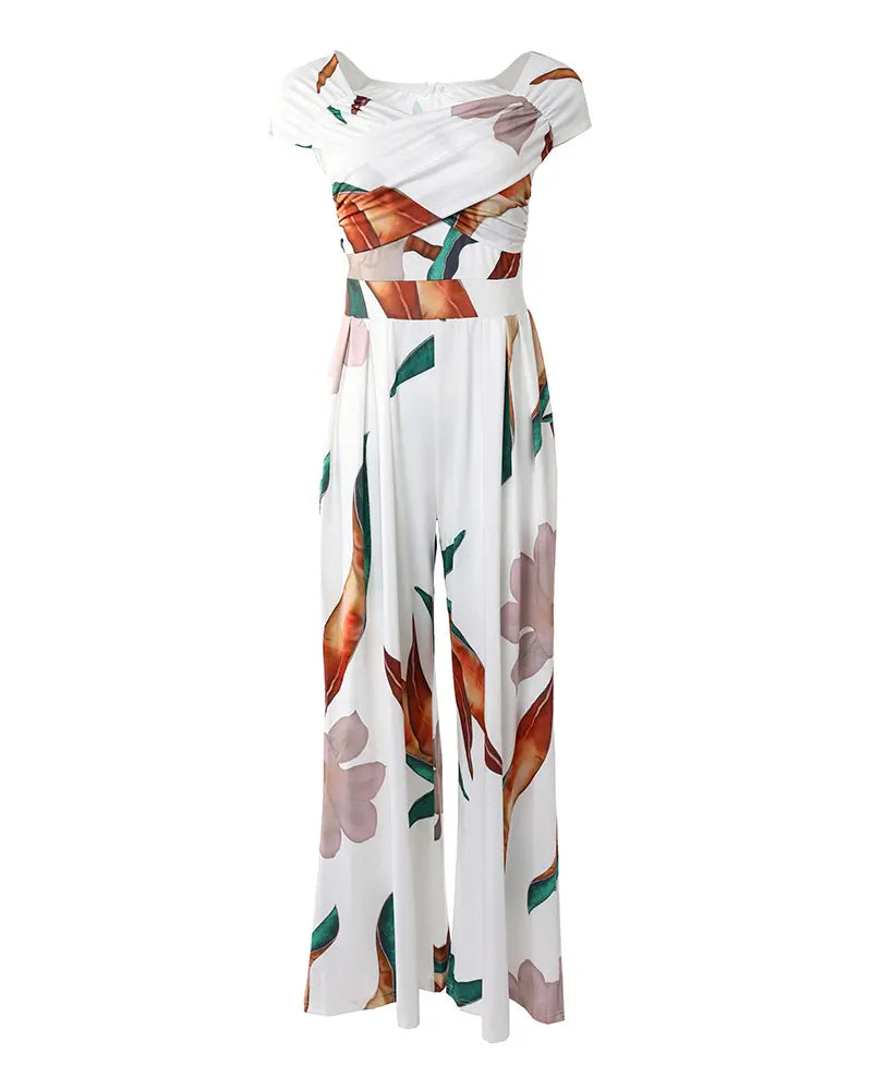 Eveloria Damen Overall-Kleid Botanik-Print Traumhaft