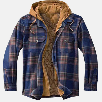 Herren Kariertjacke Warm Lässig Knöpfen Braun