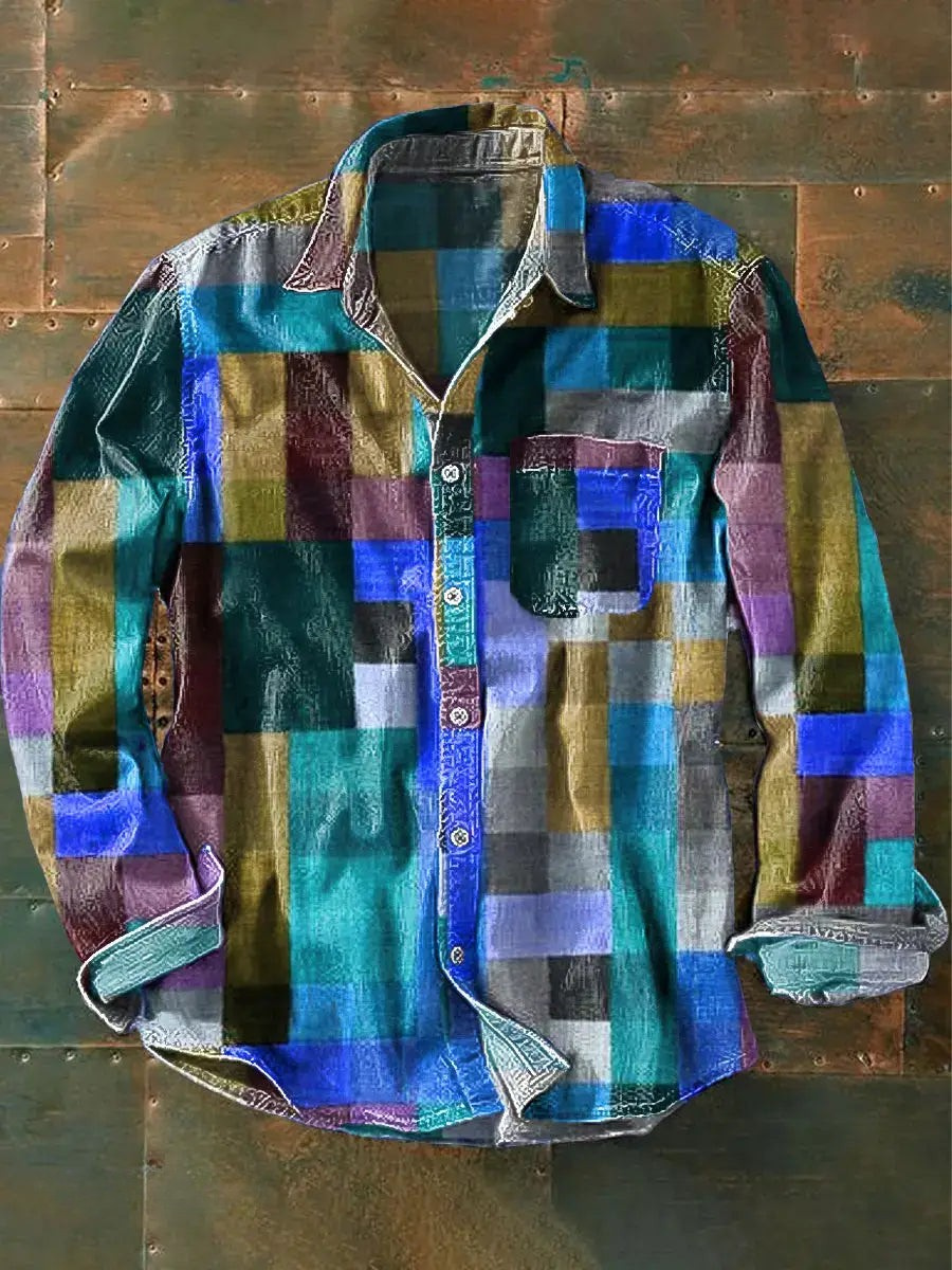 Eveloria Damen Buntes Patchwork Hemd aus Baumwolle