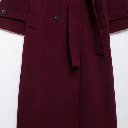 Quinty Damen Trenchcoat Bordeauxrot mit Gürtel