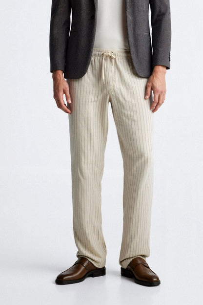 Herren Loungehose Nadelstreifen Old-Money-Optik Mehrfarbig