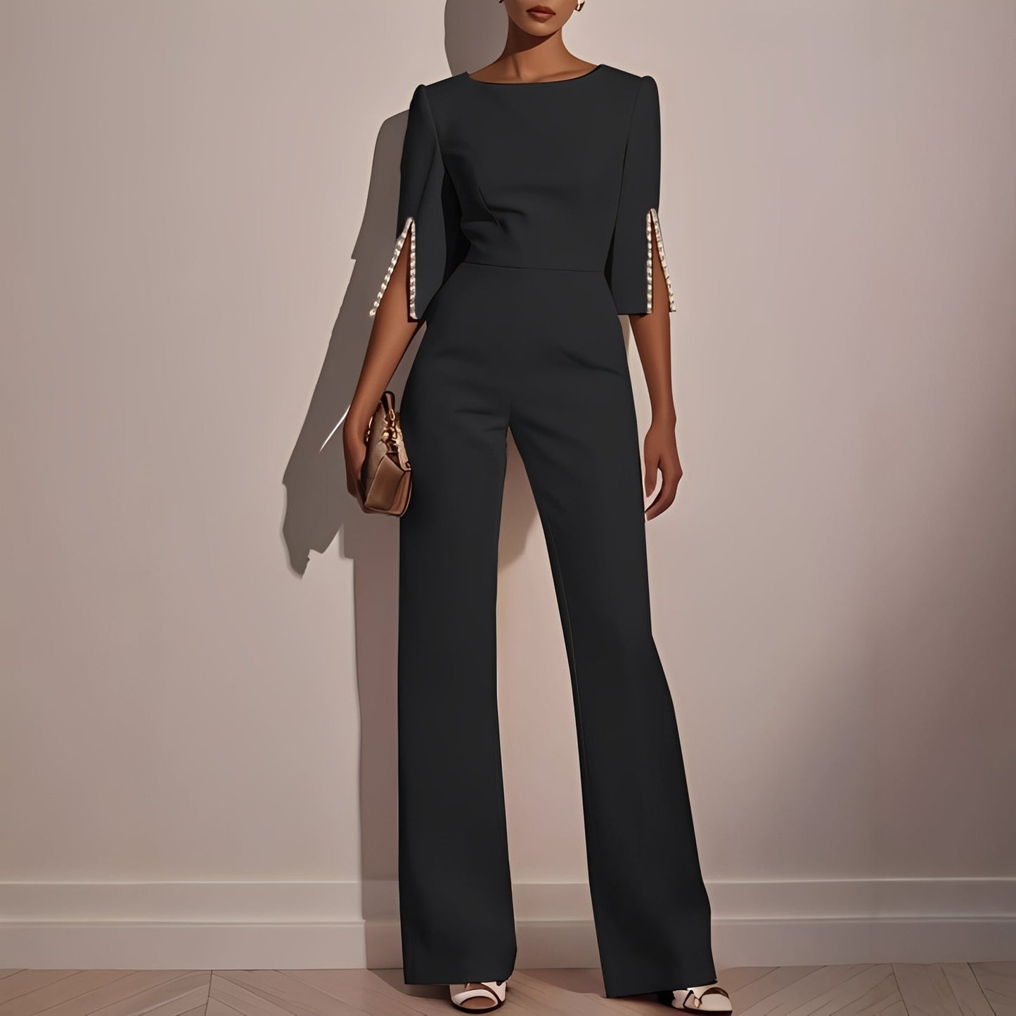 Damen Jumpsuit Glockenärmel Elegantes Party-Outfit