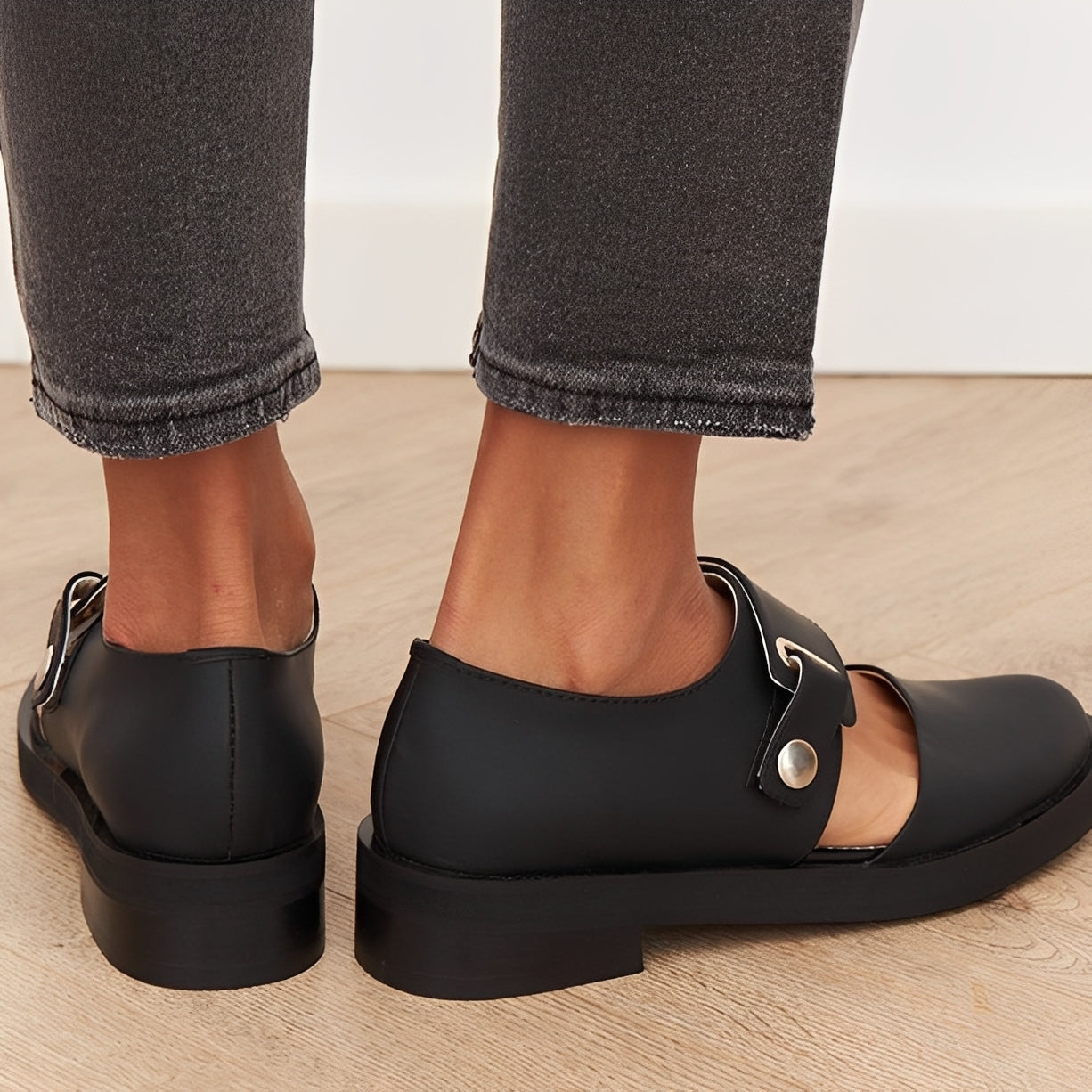 Damen Mary Jane Schuhe Schnalle Flacher Absatz