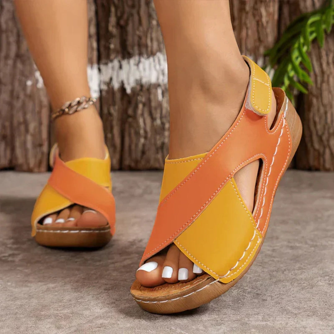 Damen Orthopädische Sandalen Kreuzriemen Leder