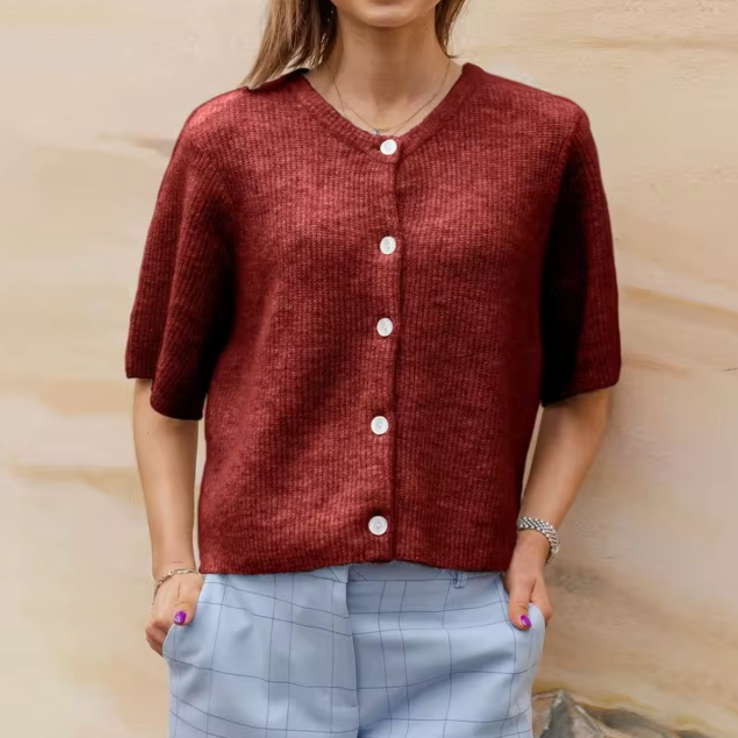 Eveloria Damen Strickcardigan Kurz Mit Knöpfen