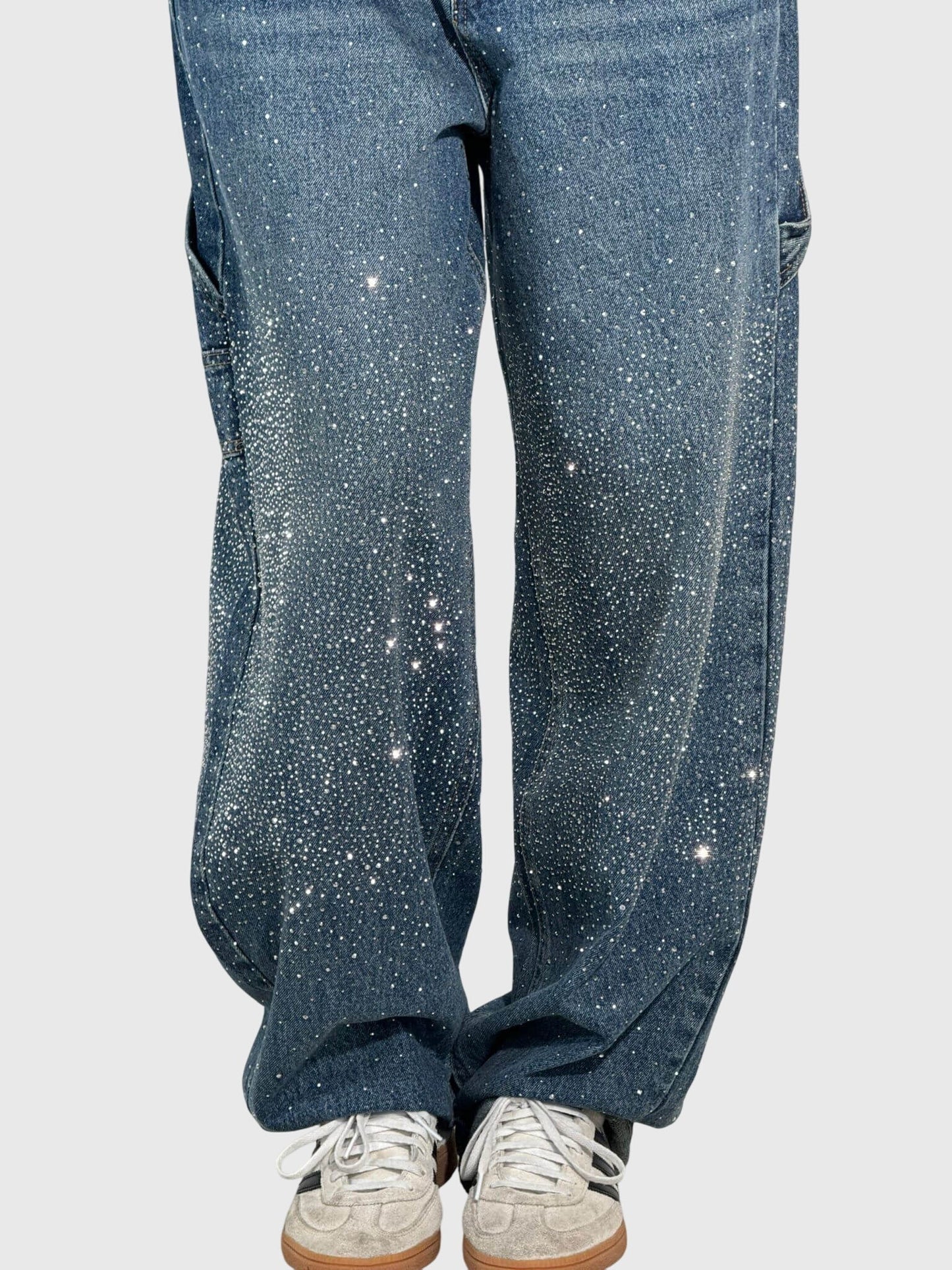 Damen Glänzende Diamant Jeans Hose