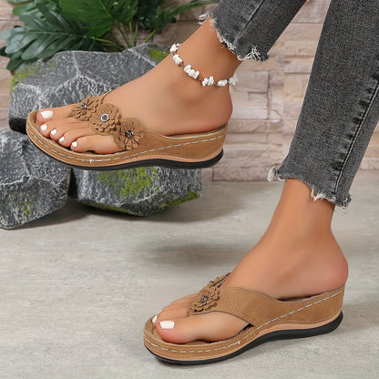 Damen Sommer-Slipper Bequeme Zehensteg-Sandalen Robust