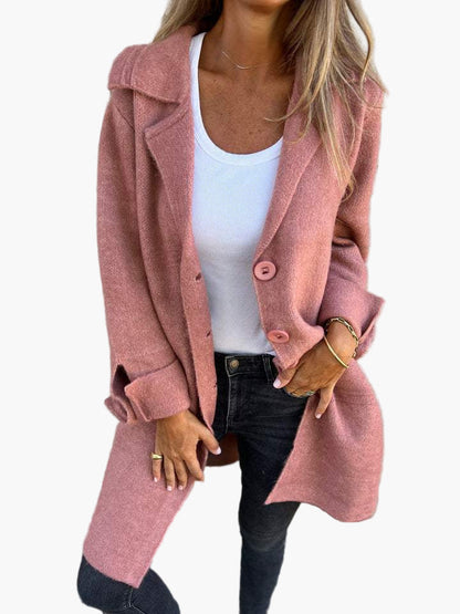 Damen Mantel Relaxed Fit Button-Front