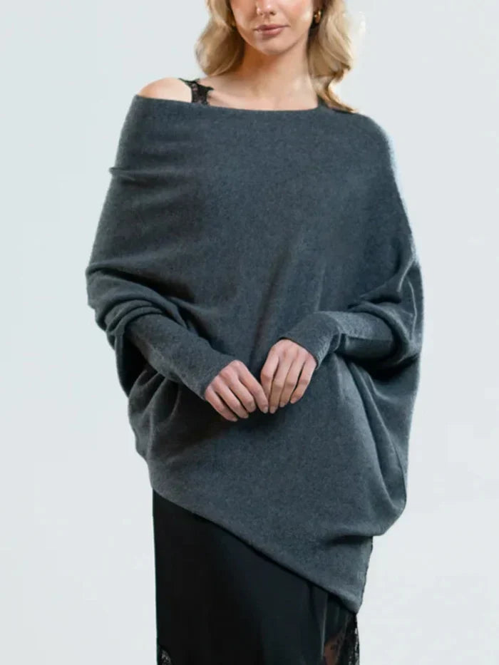 Eveloria Damen Asymmetrischer Pullover Drapiert