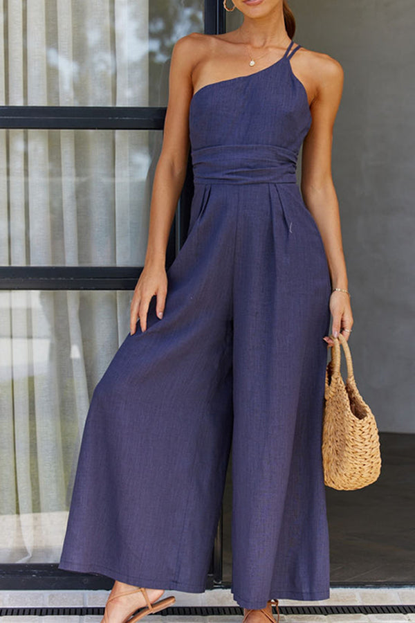 Eveloria Damen Ein-Schulter-Jumpsuit