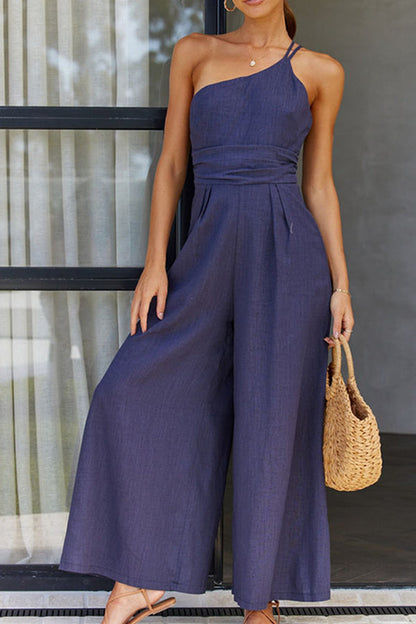 Eveloria Damen Ein-Schulter-Jumpsuit