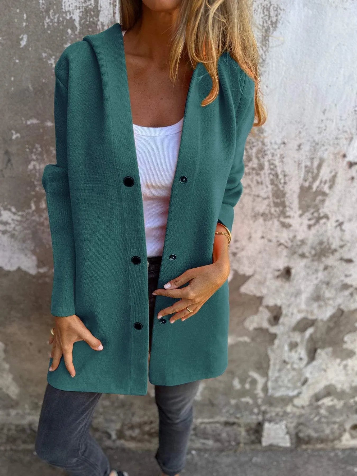 Eveloria Damen Cardigan Mit Kapuze Lässig