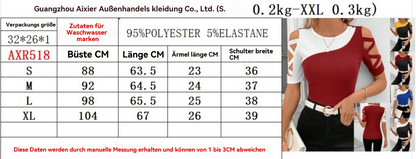 Damen Klassisches T-Shirt Schulterfrei Slim Fit Weiß