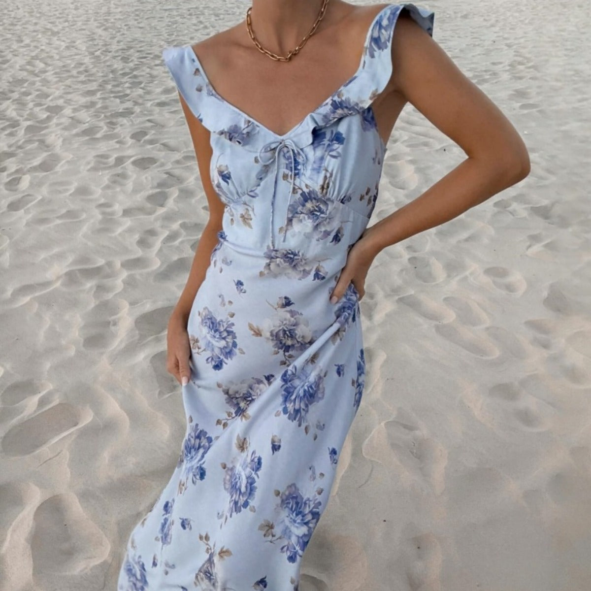 Eveloria Damen Strapskleid Vintagedruck Schmal Geschnitten