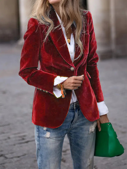 Damen Blazer Samt Tailliert