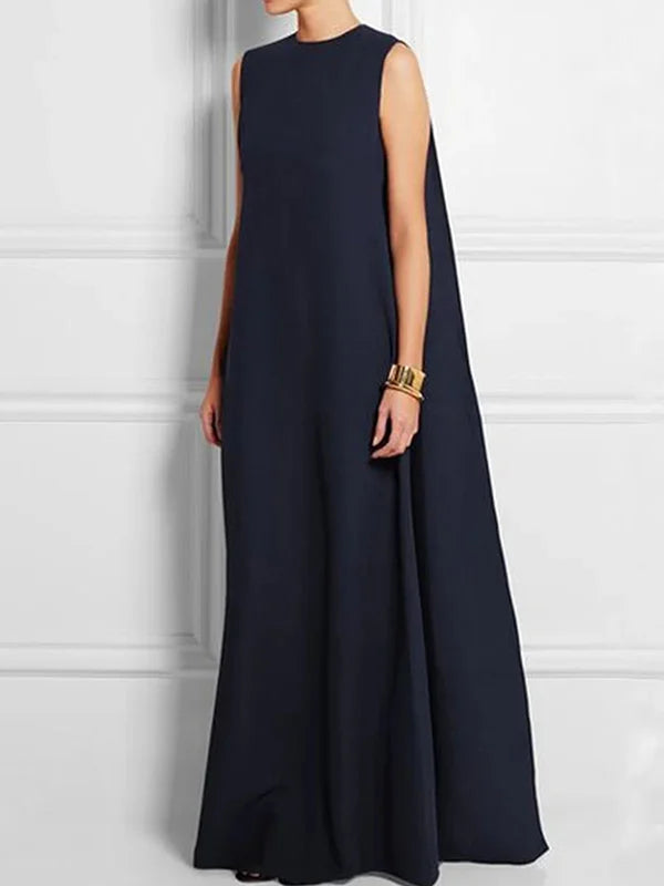 Eveloria Damen Ärmelloses Langkleid Einfarbig V-Rücken