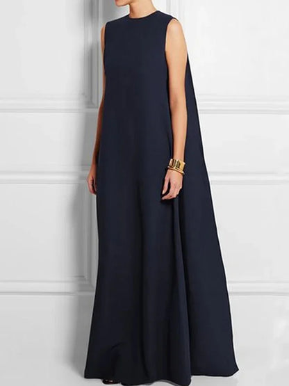 Eveloria Damen Ärmelloses Langkleid Einfarbig V-Rücken