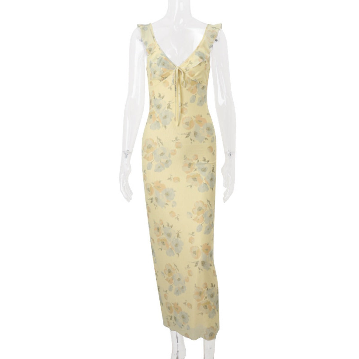 Eveloria Damen Strapskleid Vintagedruck Schmal Geschnitten