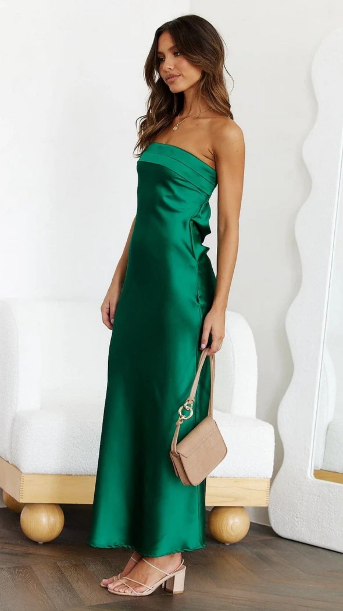 Eveloria Damen Schlauchtop-Kleid Satin Rückenfrei