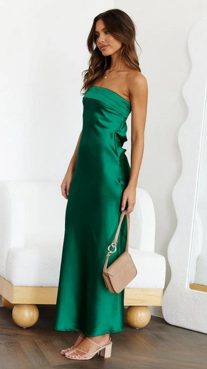 Eveloria Damen Schlauchtop-Kleid Satin Rückenfrei