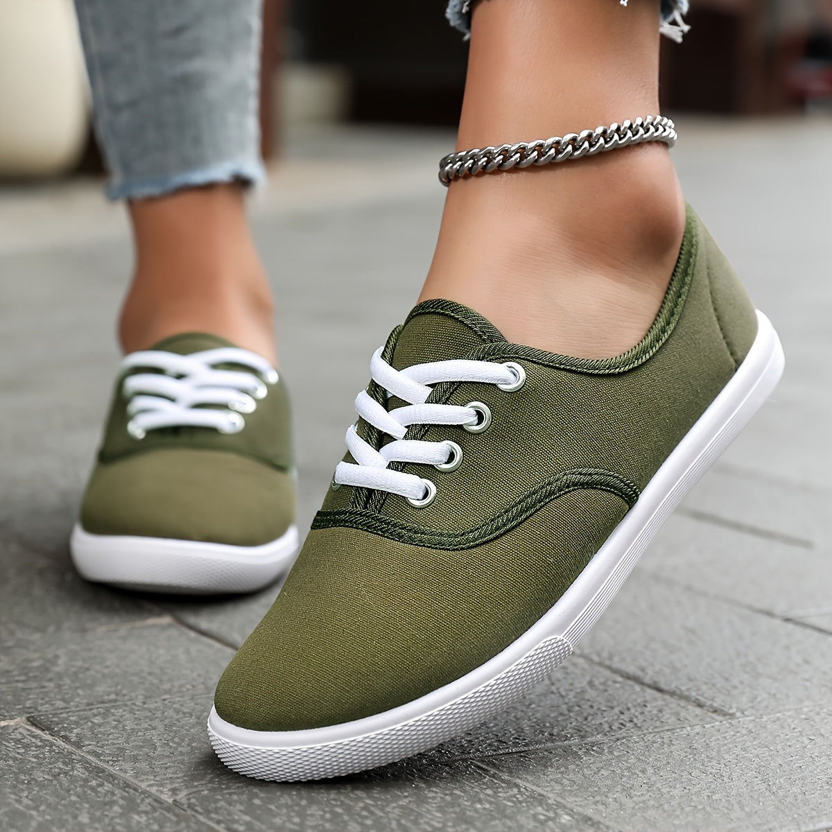 Eveloria Damen Niedrige Canvas Schnürschuhe Bequem