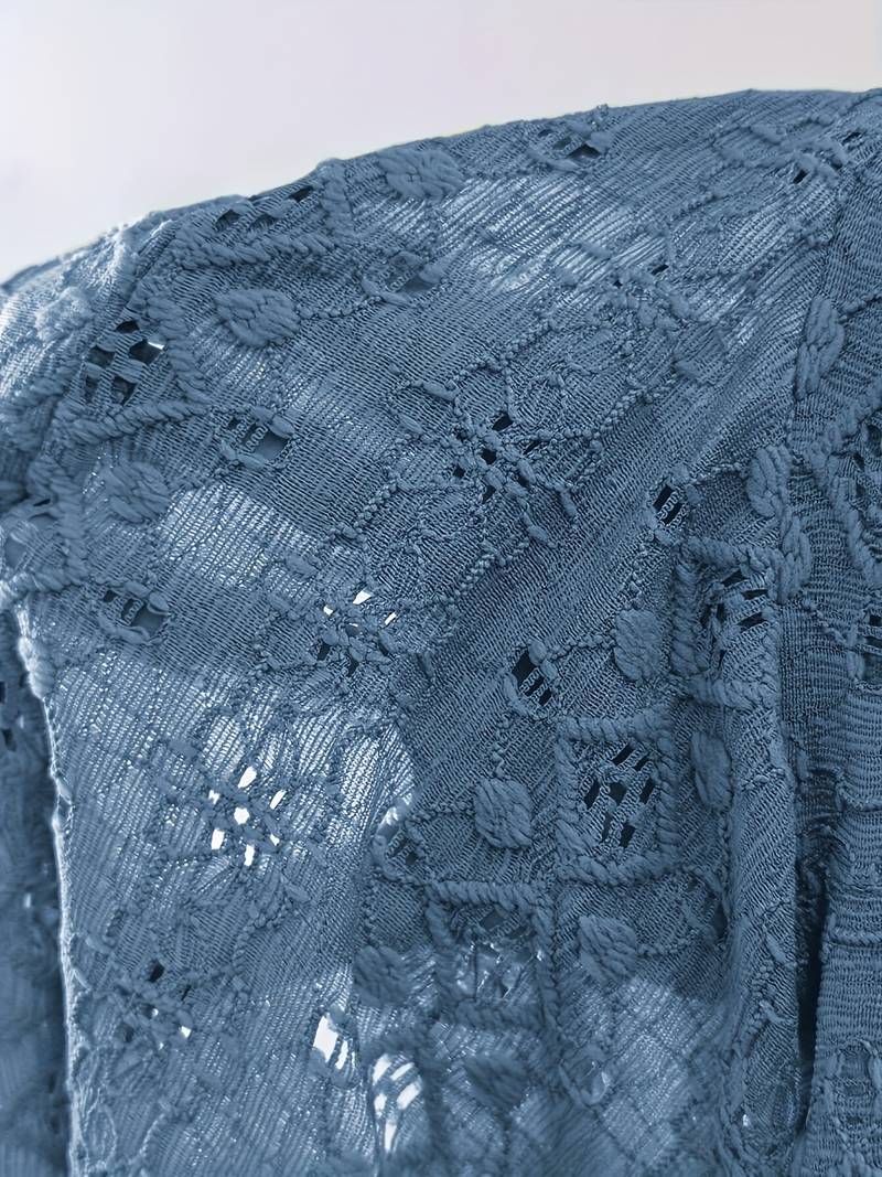Eveloria Damen T-Shirt Eingekerbter Ausschnitt Lochstickerei