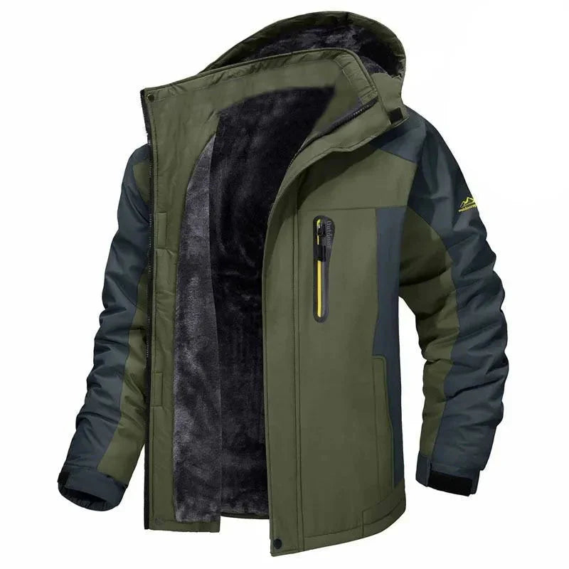 Herren Outdoorjacke Gefüttert Wind- und Wasserabweisend Schwarz - Eveloria