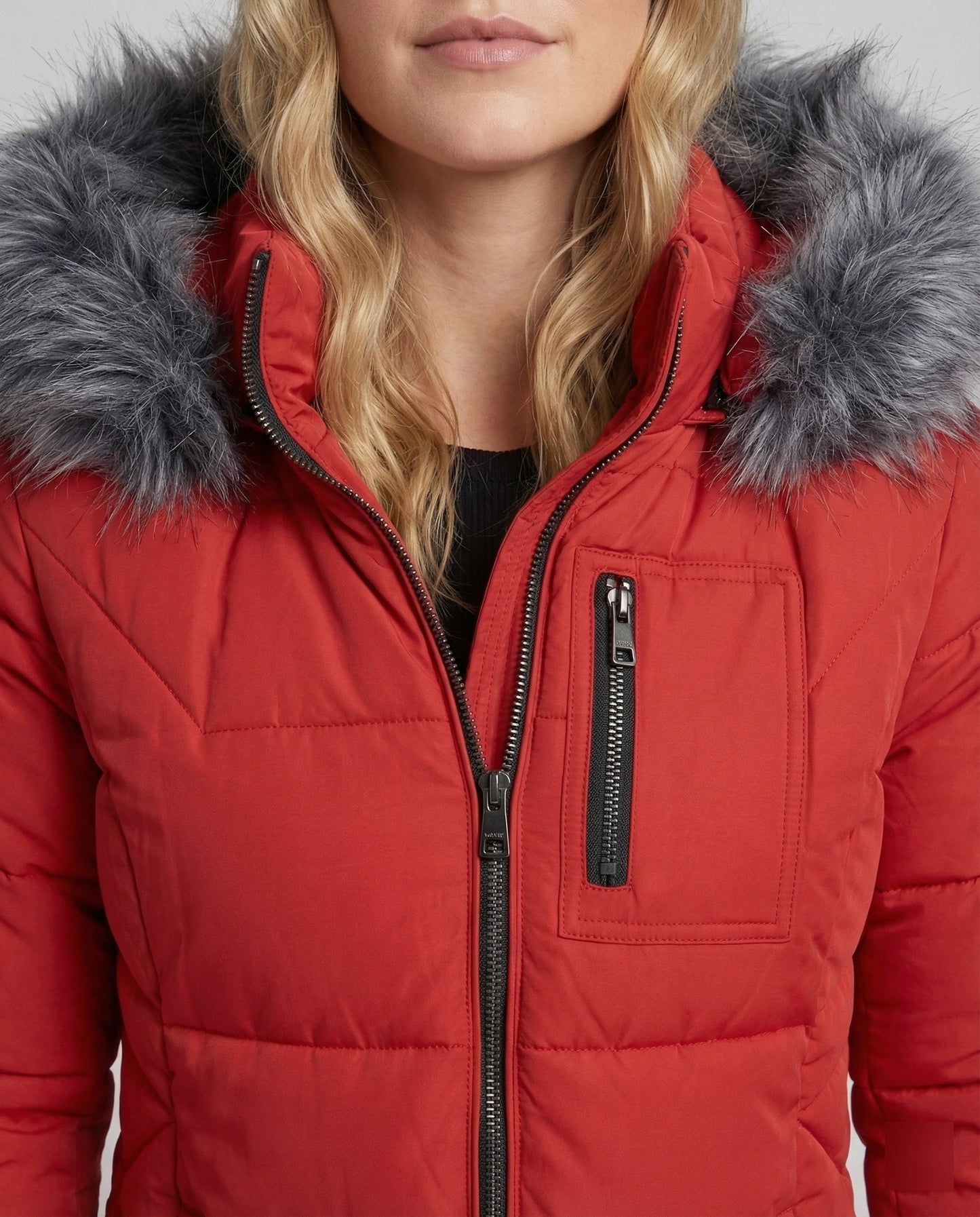 Damen Daunenjacke Fellkragen