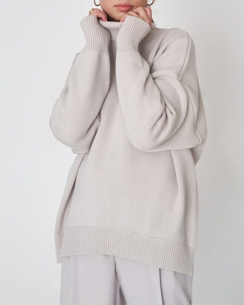 Damen Oversize Pullover Hochhalter Lässig Bequem