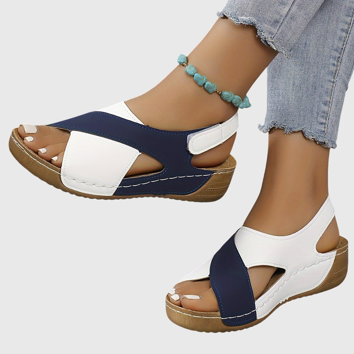 Damen Freizeit-Sandalen Offener Zehenbereich Zweifarbig - Eveloria
