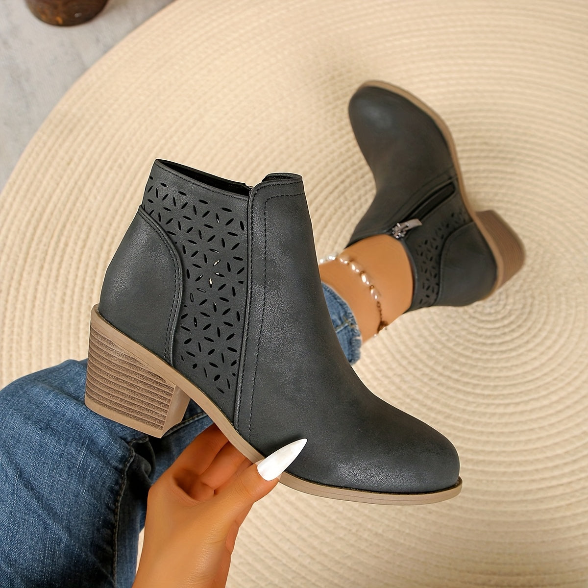 Damen Stiefeletten mit seitlichem Reißverschluss