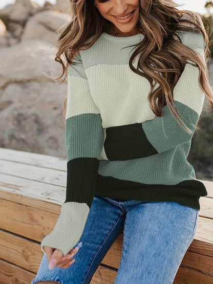 Eveloria Damen Strickpullover Gestreift