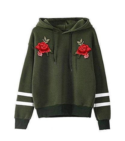 Damen Sweatshirt Rosenstickerei Eveloria
